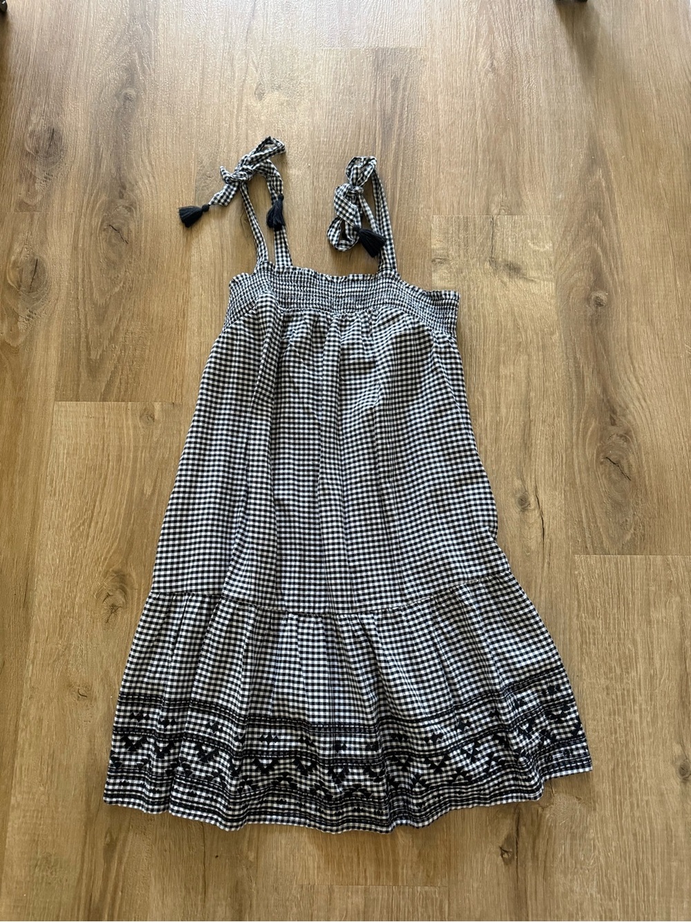 Old Navy Black and White Gingham Tie-Shoulder Sundress